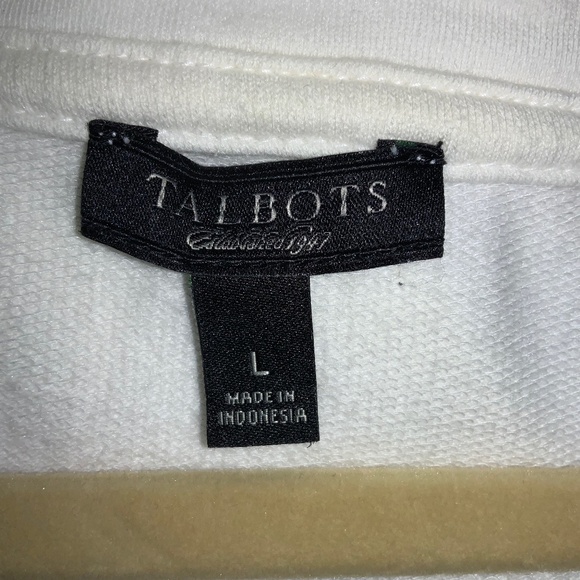 Talbots White Safari Style hooded zip front jacket Sz L pockets drawstring - Picture 6 of 7